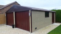 White Rose Buildings | Garden transformation with Brick Effect Double Garage Brick Effect Garage
