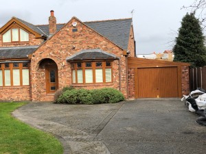 White Rose Buildings | Golden Oak Woodgrain Lean to Sectional Garage Lean to Garage