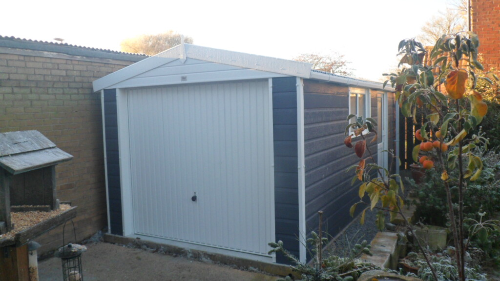 White Rose Buildings | New Slate Grey Cladded Garage Building Cladded Concrete Garage