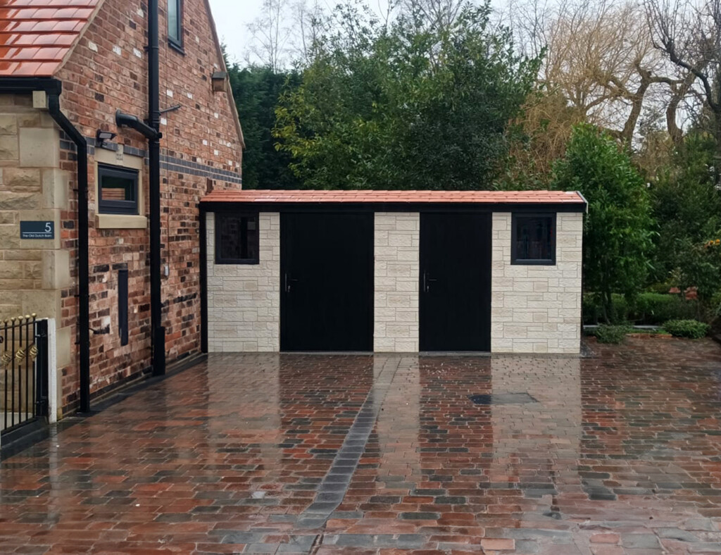 White Rose Buildings | Duke Shed & Workshop with Sandstone Effect Cladding White Rose Buildings | Duke Shed & Workshop with Sandstone Effect Cladding